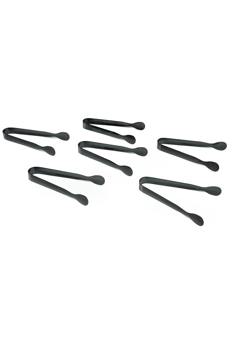 بيرام ملقط سكر بيرام، تصميم رأس صدفي بيضاوي، من الفولاذ المقاوم للصدأ 304 الممتاز، ملقط ثلج صغير، ملقط مطبخ، ملقط للاستخدام اليومي (6، أسود) - Image 1