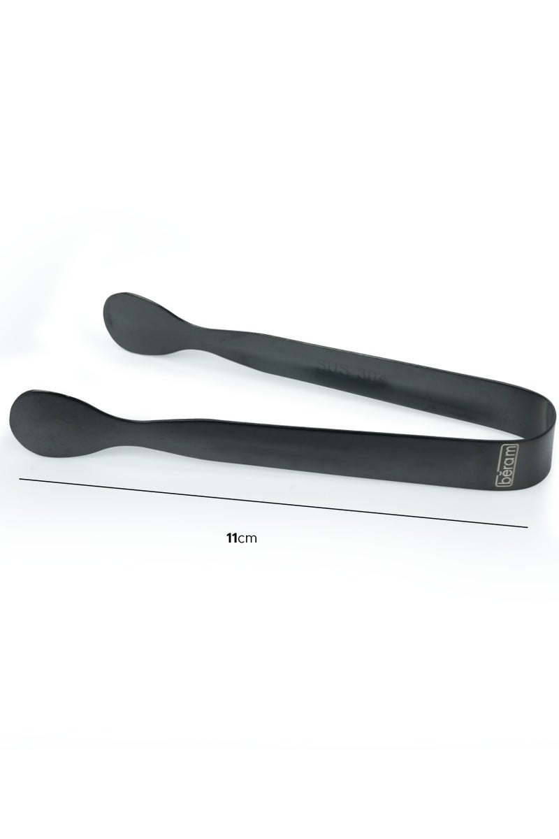 بيرام ملقط سكر بيرام، تصميم رأس صدفي بيضاوي، من الفولاذ المقاوم للصدأ 304 الممتاز، ملقط ثلج صغير، ملقط مطبخ، ملقط للاستخدام اليومي (6، أسود) - Image 5