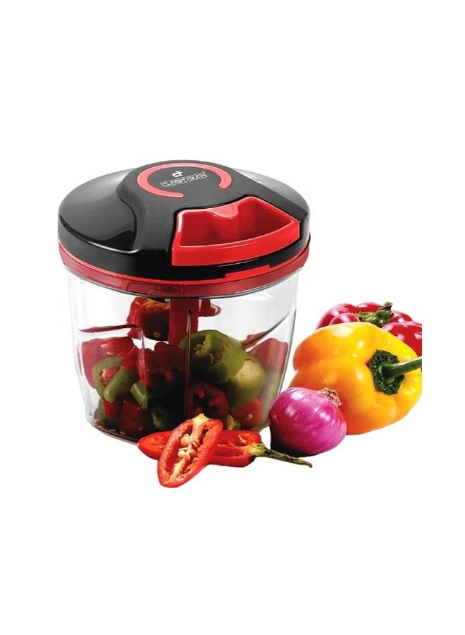 Kitchen Manual Salad Chopper Chopper and Food Processor with Storage Lid Non slip Base, 6 Stainless Steel Blades for Mincing, Chopping Pureeing 900 ml - Image 1