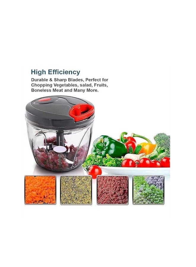 Kitchen Manual Salad Chopper Chopper and Food Processor with Storage Lid Non slip Base, 6 Stainless Steel Blades for Mincing, Chopping Pureeing 900 ml - Image 5