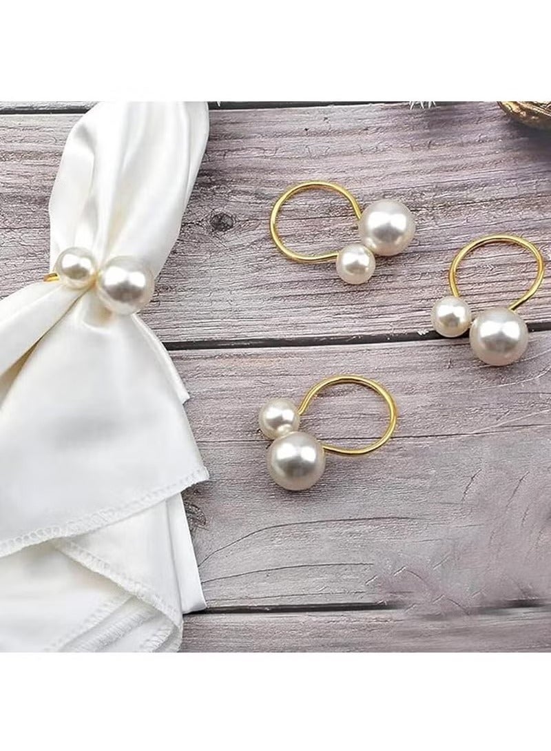 أخبار مجموعة من 12 حلقات منديل لإنشاء طاولة الطعام- حلقات منديل اللؤلؤ لحفل العطلات ، المطبخ المنزلي للمناسبة غير الرسمية أو الرسمية ، مائدة عشاء حفل الزفاف (لؤلؤة ، 12 ٪) - Image 3