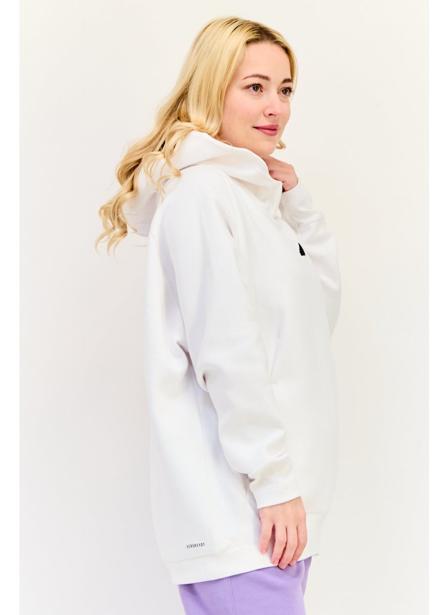 Adidas Women Sportswear Fit Long Sleeves Outdoor Hoodie, White  - Image 2