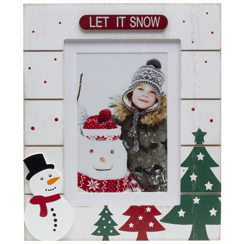 FINE PHOTO GIFTS 4 x 6 or 5 x 7 Let It Snow Winter Wood Picture Frame