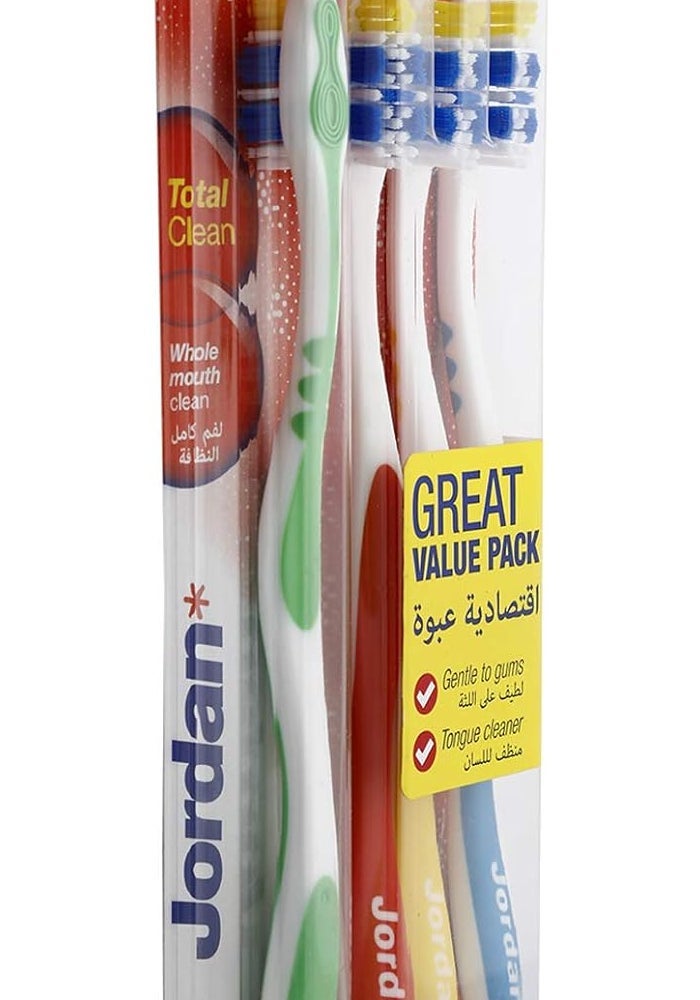 Jordan Total Clean Medium Toothbrushes Pack of 4 - Image 1