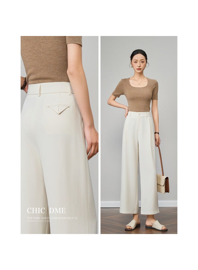 dme Demnaspring And Autumn Simple Style Loose Linen Four-sided Elastic Waist Hidden Meat Good Quality Nine-point Women's Casual Pants - Image 3
