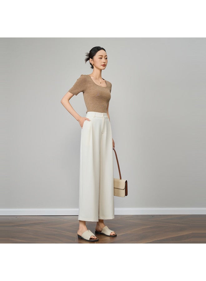 dme Demnaspring And Autumn Simple Style Loose Linen Four-sided Elastic Waist Hidden Meat Good Quality Nine-point Women's Casual Pants - Image 5
