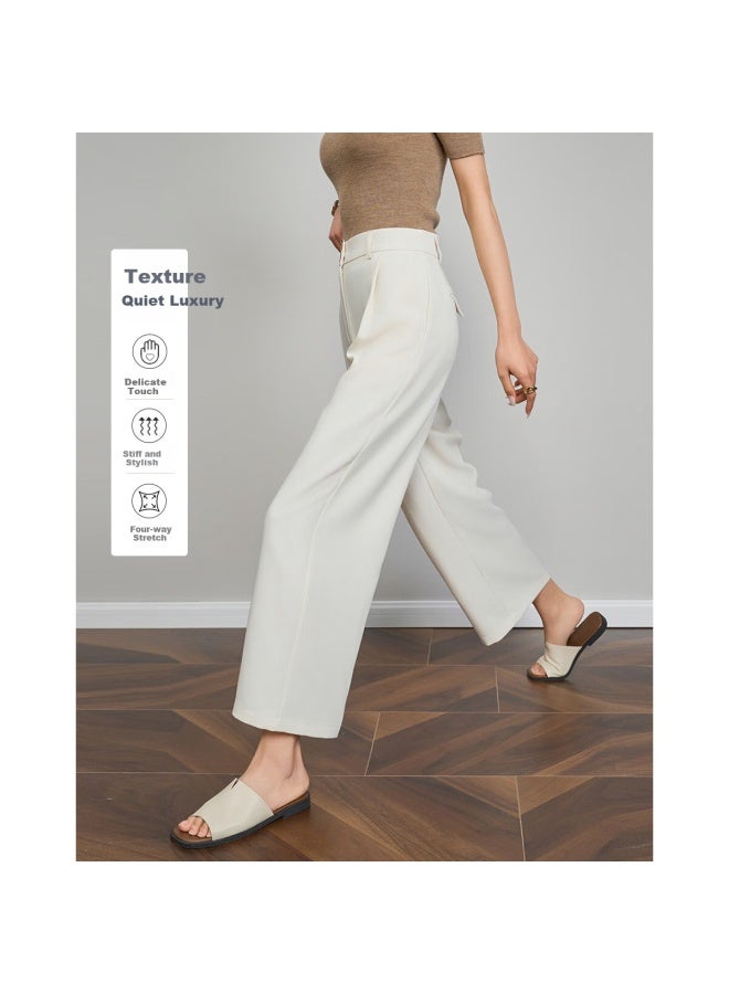dme Demnaspring And Autumn Simple Style Loose Linen Four-sided Elastic Waist Hidden Meat Good Quality Nine-point Women's Casual Pants - Image 2