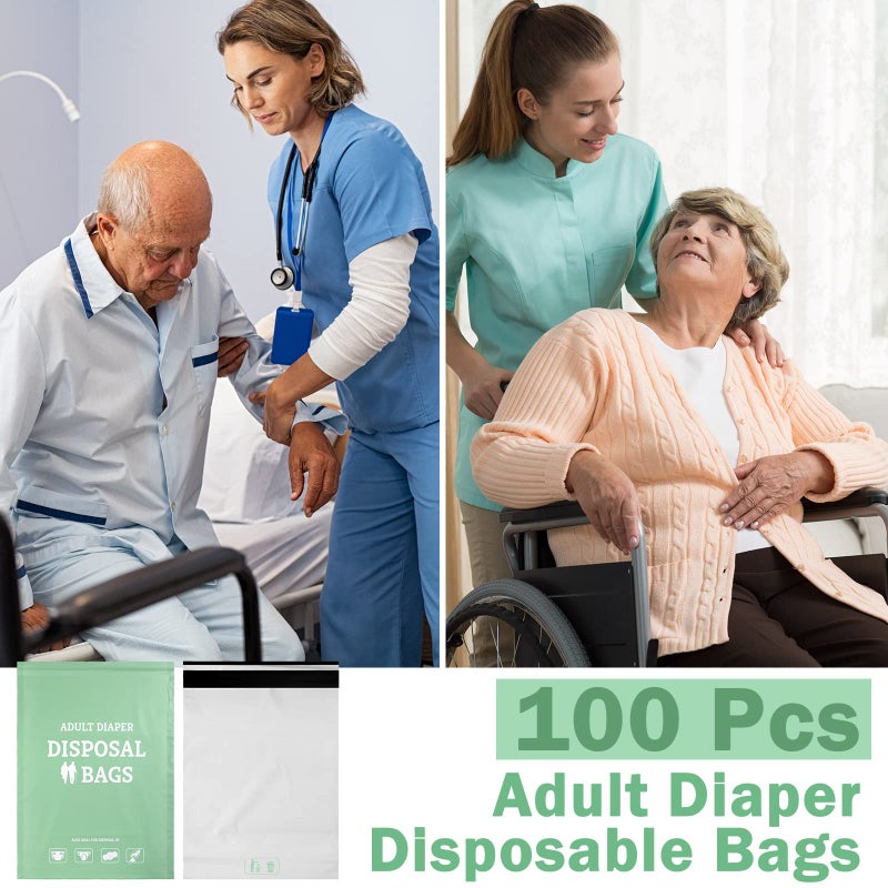 PerKoop 100 Pcs Extra Thick Large Adult Diaper Disposable Bags Odor Tight Sealing Disposal Bags Tear Resistance Sanitary for Feminine Products Prevents Leakage Incontinence Unscented Diaper Sacks - Image 3