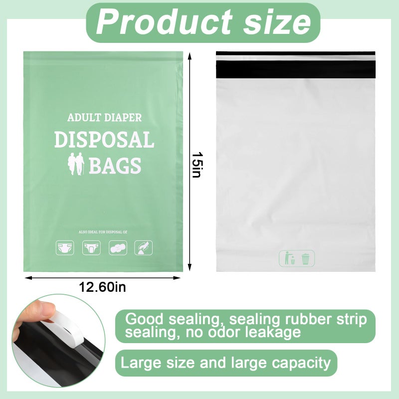 PerKoop 100 Pcs Extra Thick Large Adult Diaper Disposable Bags Odor Tight Sealing Disposal Bags Tear Resistance Sanitary for Feminine Products Prevents Leakage Incontinence Unscented Diaper Sacks - Image 2
