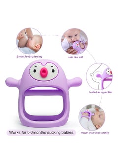 ORiTi Penguin Buddy Never Drop Silicone Teething Toy for Babies 0-6month, Pacifiers/Soothers for Breast Feeding Babies, Teething Mittens for Babies 0-6Months, Baby Chew Toys  - Image 3