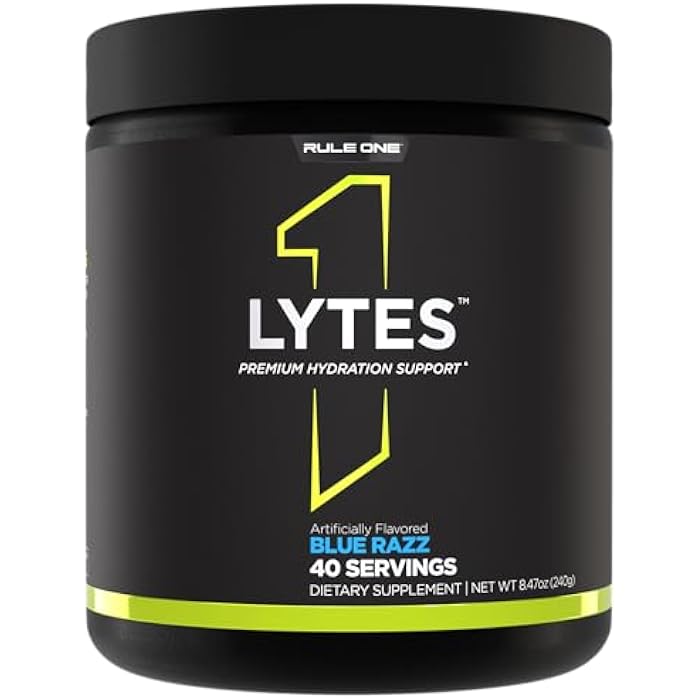 Rule 1 Proteins Rule 1 Lytes - Hydration Support Mix Featuring 5 Electrolyte Minerals Enhanced with Citrulline, Coconut Water, and Watermelon Powders, Plus Antioxidant Vitamin C (40 Servings, Blue Razz) - Image 1