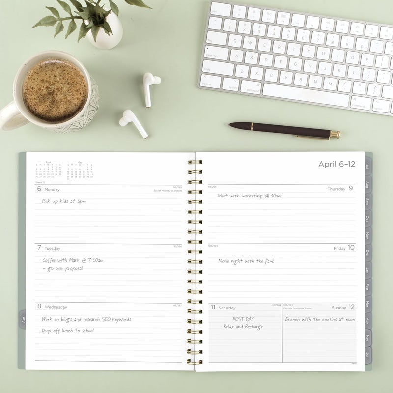 Mead Planner 2026-2027 Weekly & Monthly Academic 15-Month April-June, 8-1/2" x 11", Basic, Soft Grass (CAW62093) - Image 2