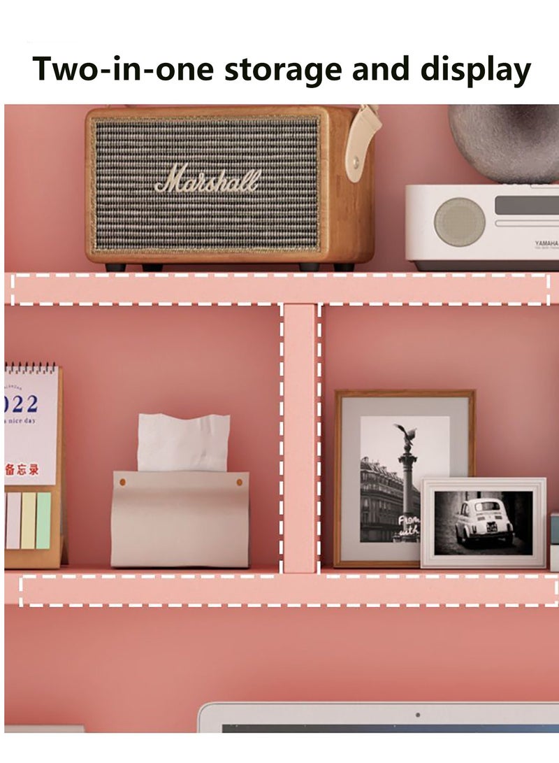 YY-ريشير مكتب دراسة 2 في 1 مع رف كتب، طاولة كمبيوتر وردية اللون بطول 100 سم مع أرفف تخزين للبنات، مكتب كتابة منزلي للطلاب - Image 3