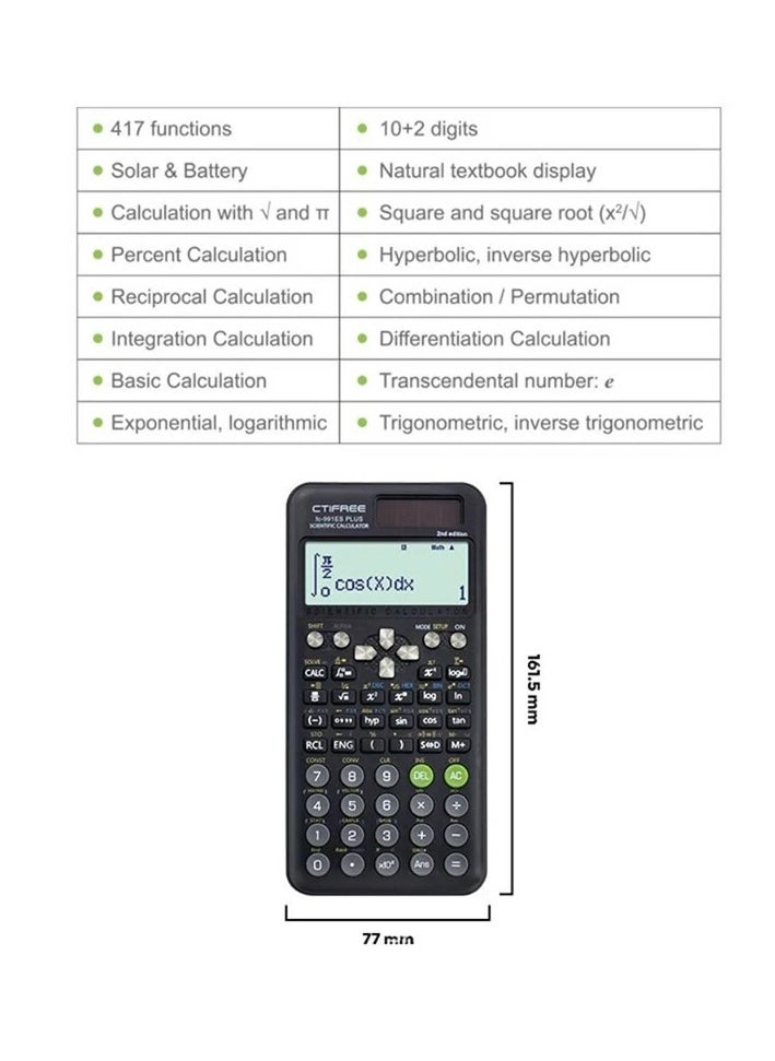 CTIFREE Fc991Advanced Scientific Calculator 2nd Gen - Dual Use for Students & Office Professionals, Multifunctional Engineering/Business Math Tool  - Image 2