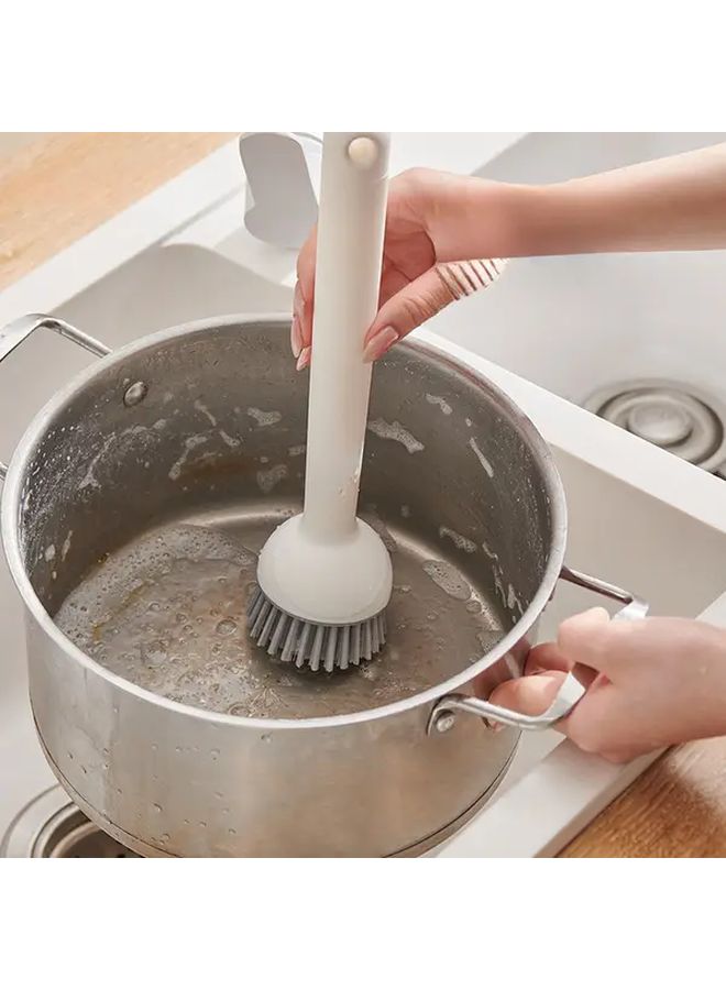 Long And Short Handle Extrudable Liquid Pot Brush 2 Piece Set Brown - Image 3
