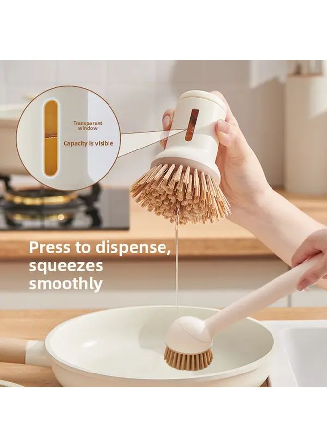 Long And Short Handle Extrudable Liquid Pot Brush 2 Piece Set Brown - Image 1