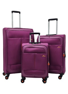 Track Soft Shell Trolley Luggage Set 3 Expandable Lightweight Suitcases With 4 Wheels  - Image 3