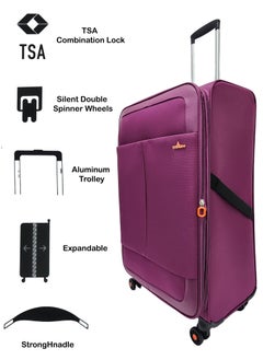 Track Soft Shell Trolley Luggage Set 3 Expandable Lightweight Suitcases With 4 Wheels  - Image 2