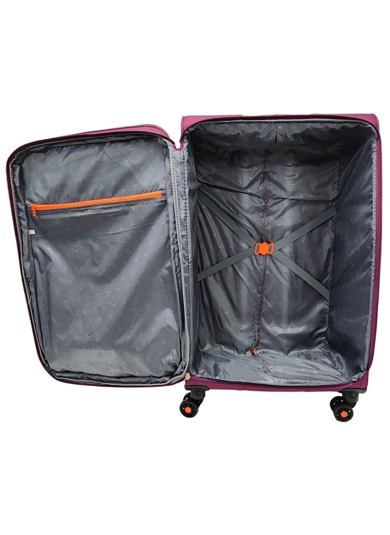 Track Soft Shell Trolley Luggage Set 3 Expandable Lightweight Suitcases With 4 Wheels  - Image 4
