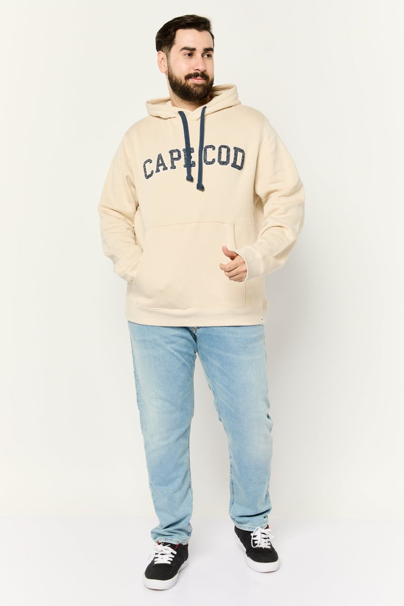 Desert Dunes Men Hooded Embroidered Long Sleeves Sweatshirt, Beige - Image 4