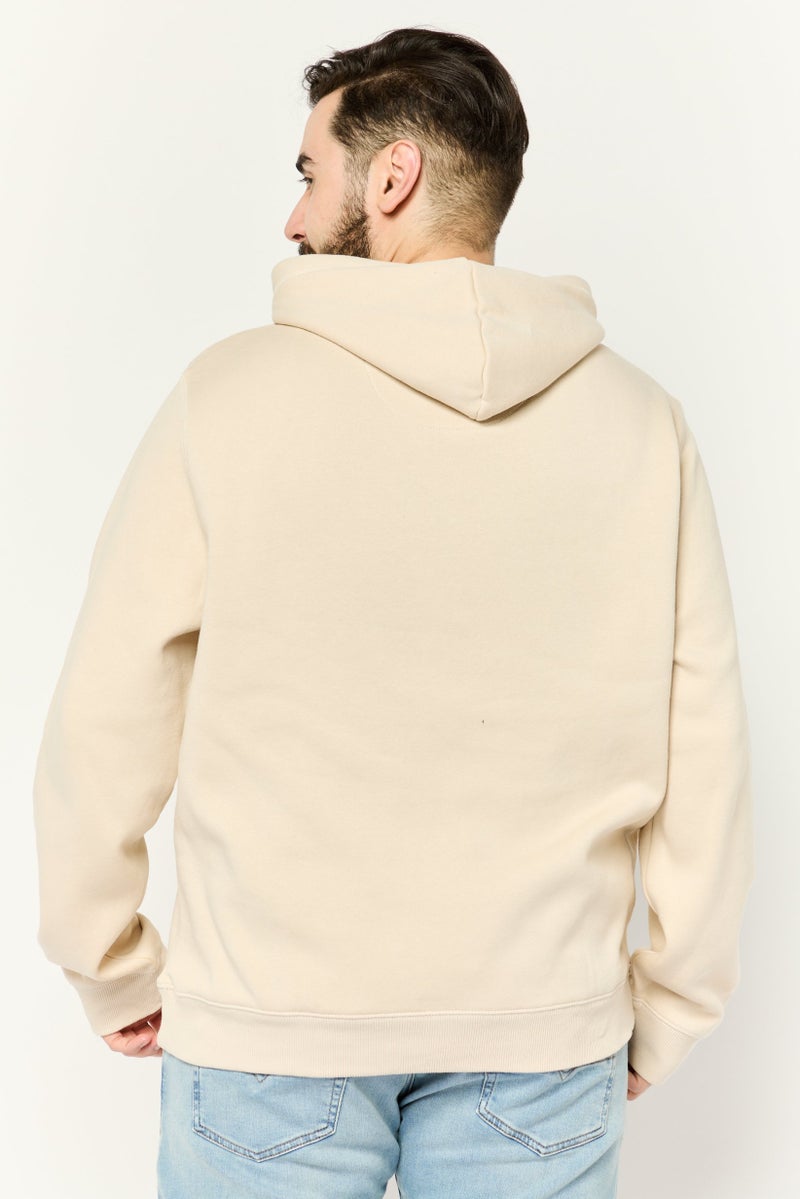 Desert Dunes Men Hooded Embroidered Long Sleeves Sweatshirt, Beige - Image 2