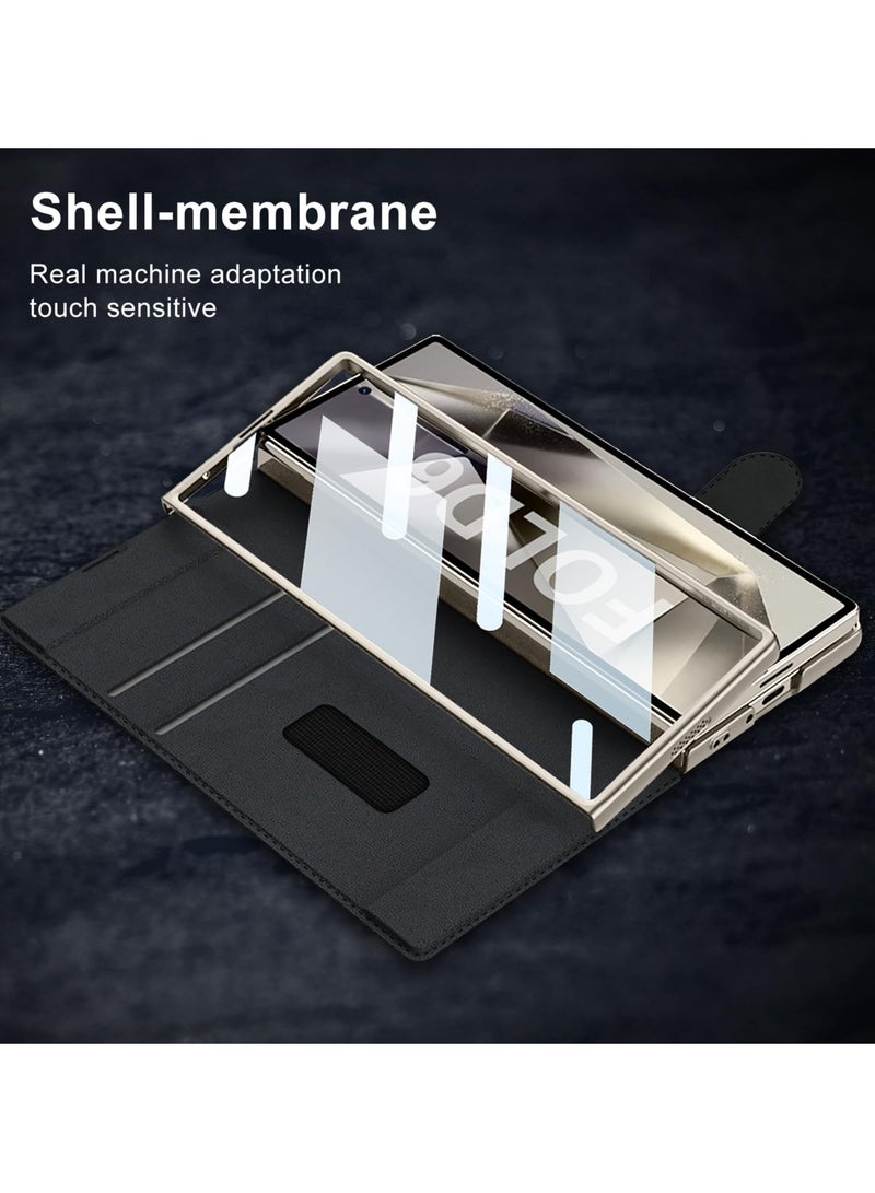 For Samsung Galaxy Z Fold 6 Case Built-in Screen Protector Leather Full Body Protective Casing with Detachable S-Pen Slot Bracket Flip Cover (Not includ S-Pen) - Image 3