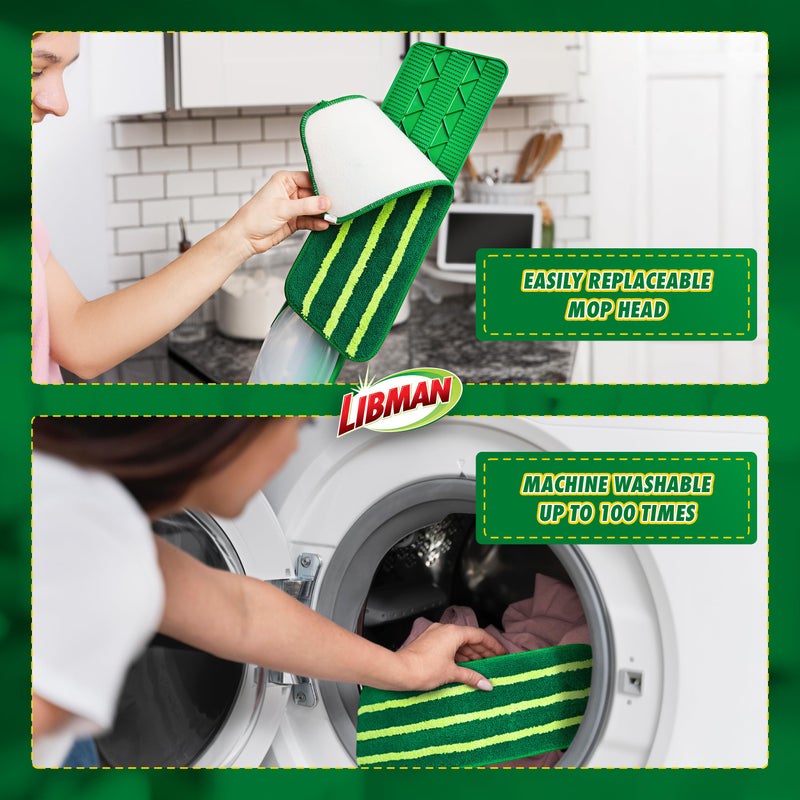 Libman Commercial Libman Freedom Spray Mop Kit, Microfiber Wet Mops for Floor Cleaning, Hardwood, Laminate, Tile Cleaner, Household Tool, 24 Oz Solution Tank, Two Extra Replacement Refill Heads Included - Image 3