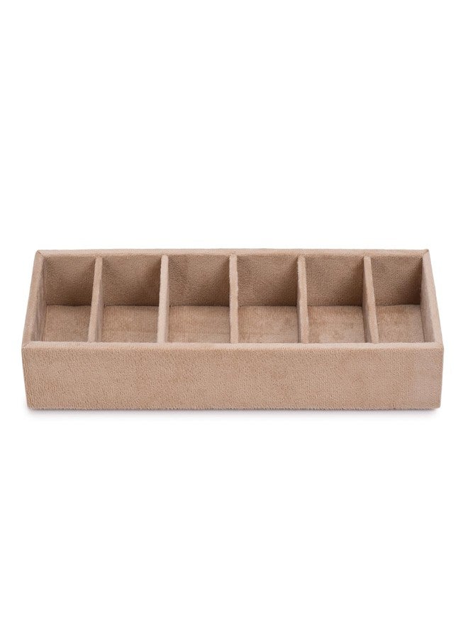 Azyeea Premium Velvet 6 Slot Kada Tray Bangle box Tray to Organize Your Kada's Cream Colour Drawer tray size -12X3.8X1.5 Inch - Image 2