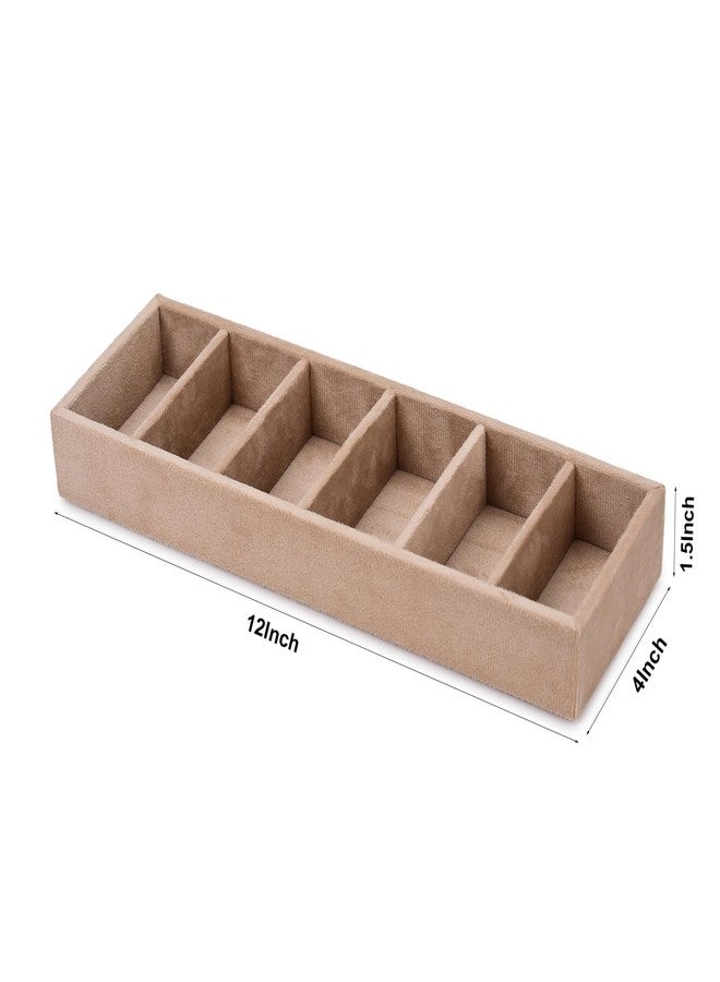 Azyeea Premium Velvet 6 Slot Kada Tray Bangle box Tray to Organize Your Kada's Cream Colour Drawer tray size -12X3.8X1.5 Inch - Image 4