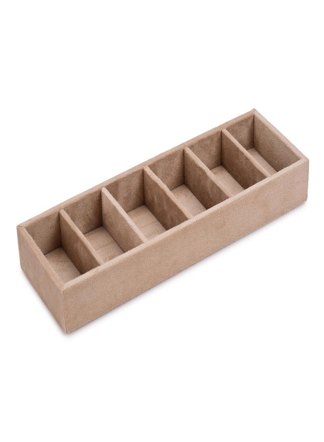 Azyeea Premium Velvet 6 Slot Kada Tray Bangle box Tray to Organize Your Kada's Cream Colour Drawer tray size -12X3.8X1.5 Inch - Image 3