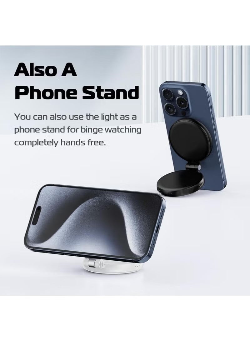 إكس ليفيل إضاءة سيلفي LED مغناطيسية، مزودة بمغناطيس أمامي وخلفي للهواتف، قابلة للشحن بقوة 3000 مللي أمبير/ساعة، 3 أوضاع إضاءة، لون أبيض، مناسبة لهواتف 17 برو ماكس/17 برو/سامسونج/آيباد/هواوي/شاومي/فيفو/أوبو وغيرها، تابلت/لابتوب، مكالمات زووم وفيديوهات تيك توك. - Image 5