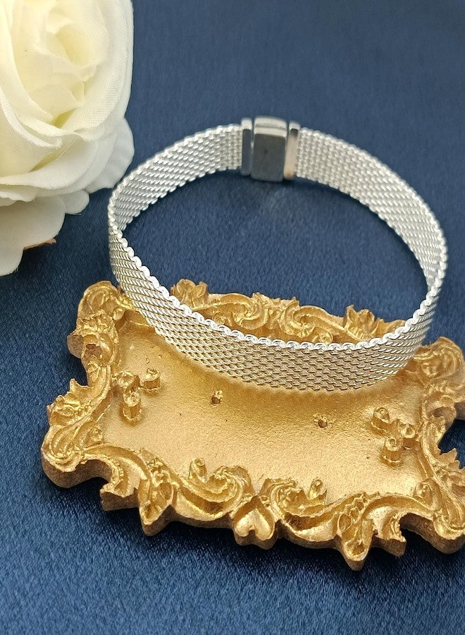 QeenseKc سوار شبكي من QeenseKc Reflexions لخرزة باندورا بمشبك، مقاس نسائي 6.7 بوصة - Image 3