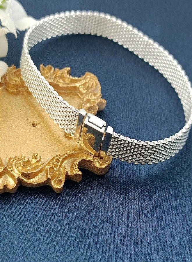 QeenseKc سوار شبكي من QeenseKc Reflexions لخرزة باندورا بمشبك، مقاس نسائي 6.7 بوصة - Image 2