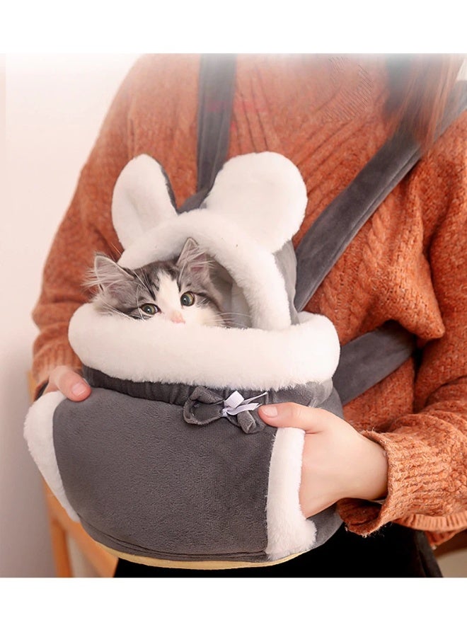 general Warm Pet Carrier Bag Small Cat Dogs Backpack Winter Plush Pets Cage for Outdoor Travel Pet Hanging Chest Bags, Medium - Image 2