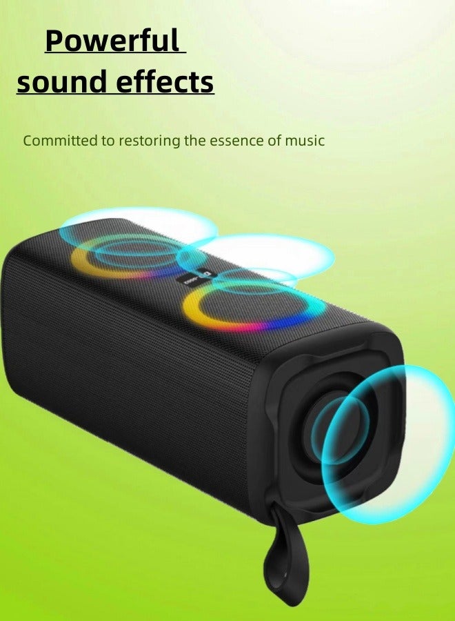مكبر صوت بلوتوث لاسلكي، مكبر صوت محمول مع إضاءة RGB، مضخم صوت عالي الطاقة، مقاوم للماء، جودة صوت Hifi (أسود) - Image 3