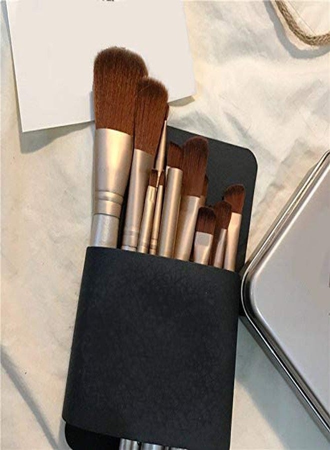 SUNISA Brown Soft Makeup Brushes Set of 12 with Aluminium Storage Box - (Pack of 13) - Image 3