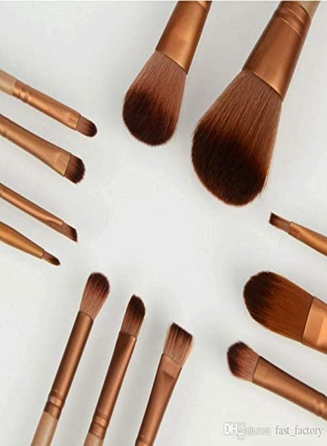 SUNISA Brown Soft Makeup Brushes Set of 12 with Aluminium Storage Box - (Pack of 13) - Image 2