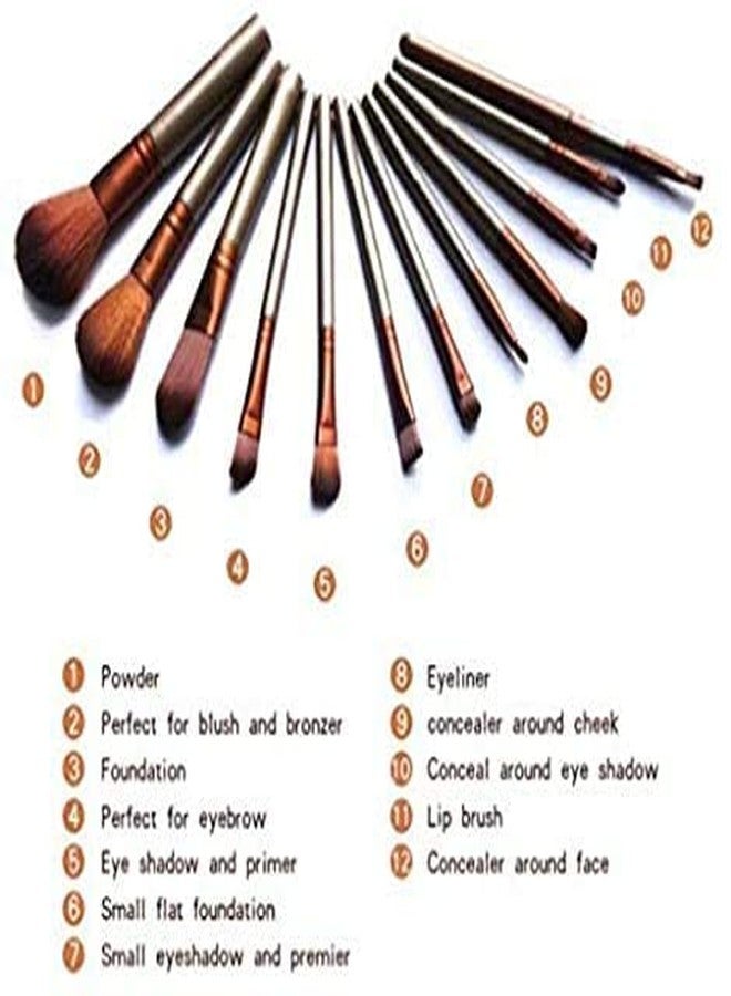 SUNISA Brown Soft Makeup Brushes Set of 12 with Aluminium Storage Box - (Pack of 13) - Image 4
