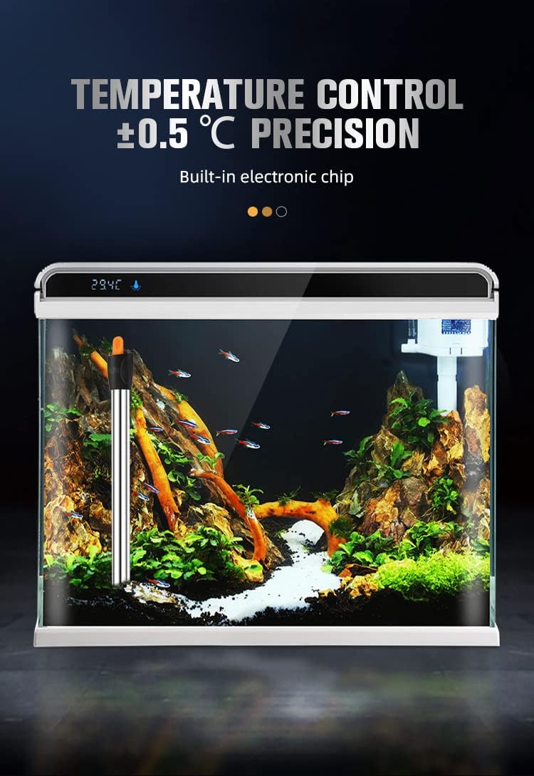 VAYINATO سخان حوض سمك من الفولاذ المقاوم للصدأ مقاوم للكسر من Rs Electricals مع ملصق حر مجاني لقياس الحرارة (300 واط مناسب لحوض 4 أقدام) - Image 3