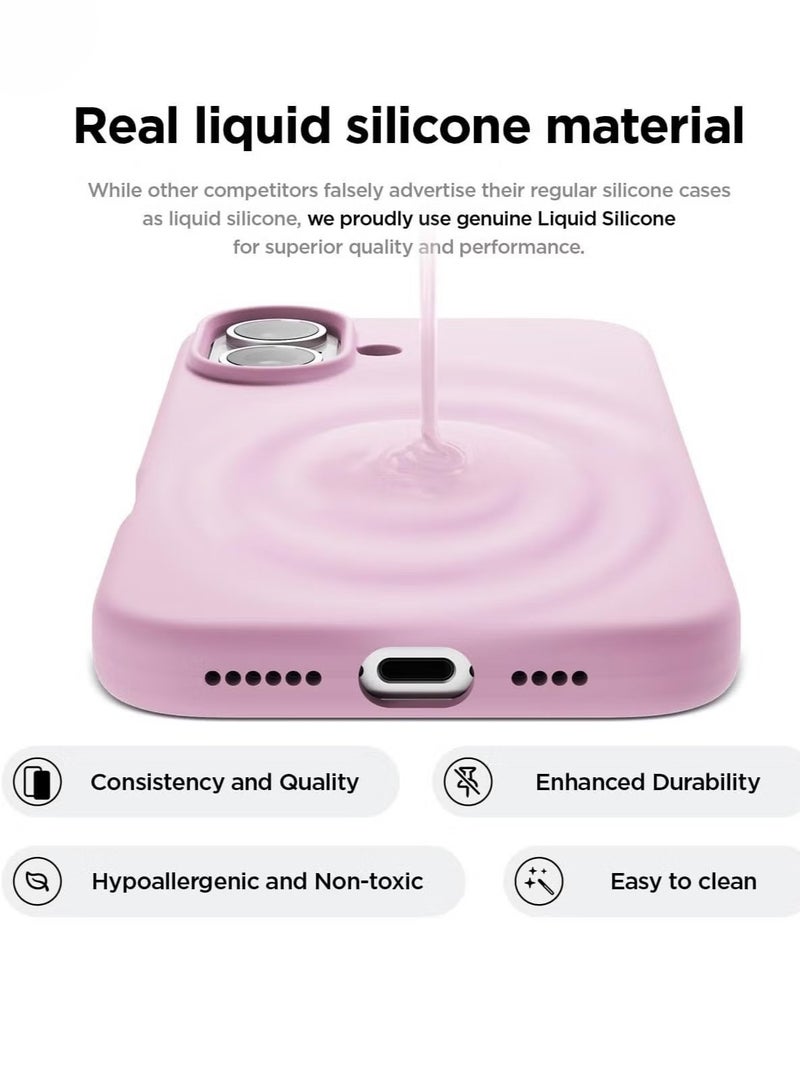 ELTRAZONE Hot Pink Liquid Silicone Case for iPhone 16 Plus – Slim Shockproof Full Body Protection with Soft Microfiber Lining - Image 2