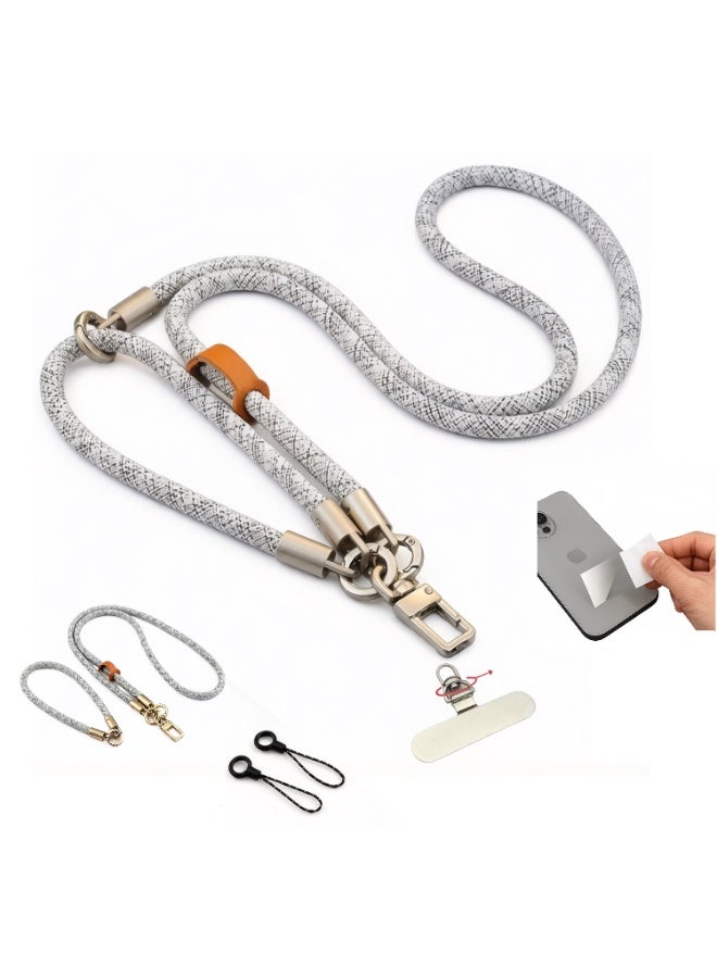 Multi-Purpose Phone Lanyard Strap with Heavy-Duty Detachable Metal Clasp & Connector Patch Charging-Friendly Hands-Free Carrier - Grey - Image 1
