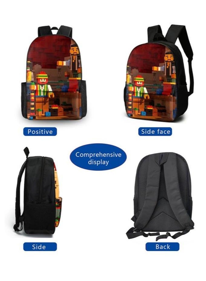Cartoon three-piece schoolbag with front pocket - 454  - Image 3