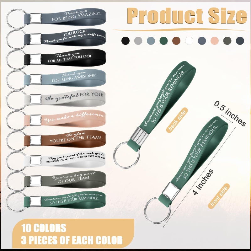 Nosiny 30 Pcs Employee Appreciation Gift Bulk Thank You Inspirational Keychain for Women Coworker Team Office Staff Volunteer(Boho Colors) - Image 3