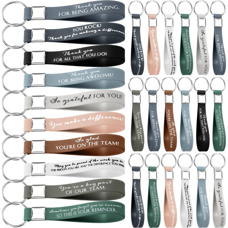 Nosiny 30 Pcs Employee Appreciation Gift Bulk Thank You Inspirational Keychain for Women Coworker Team Office Staff Volunteer(Boho Colors) - Image 1