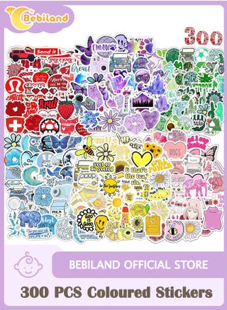 300 PCS Coloured Aesthetic Stickers for Adults Children Teens, Waterproof Vinyl Stickers for Laptop, Phone, Suitcase, Journal, Water Bottles, Diary, Guitar, Scrapbook, Skateboard, Ipad (Multicolour) - pzsku/Z9B85BAC6D064F6F36971Z/45/_/1735886452/e4f06668-2903-45a9-9538-f8ce678b1519