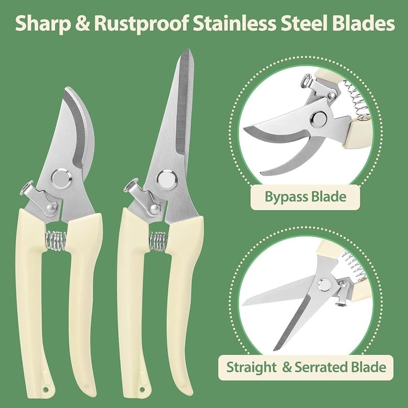 Lonimia 2PCS Gardening Scissor, Plant Home Scissors with Sharp Stainless Steel Blade, Branch Trimmer Flower Leaf Wood Garden Pruning Shears - Image 5