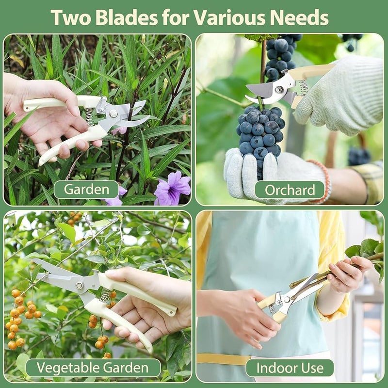 Lonimia 2PCS Gardening Scissor, Plant Home Scissors with Sharp Stainless Steel Blade, Branch Trimmer Flower Leaf Wood Garden Pruning Shears - Image 3