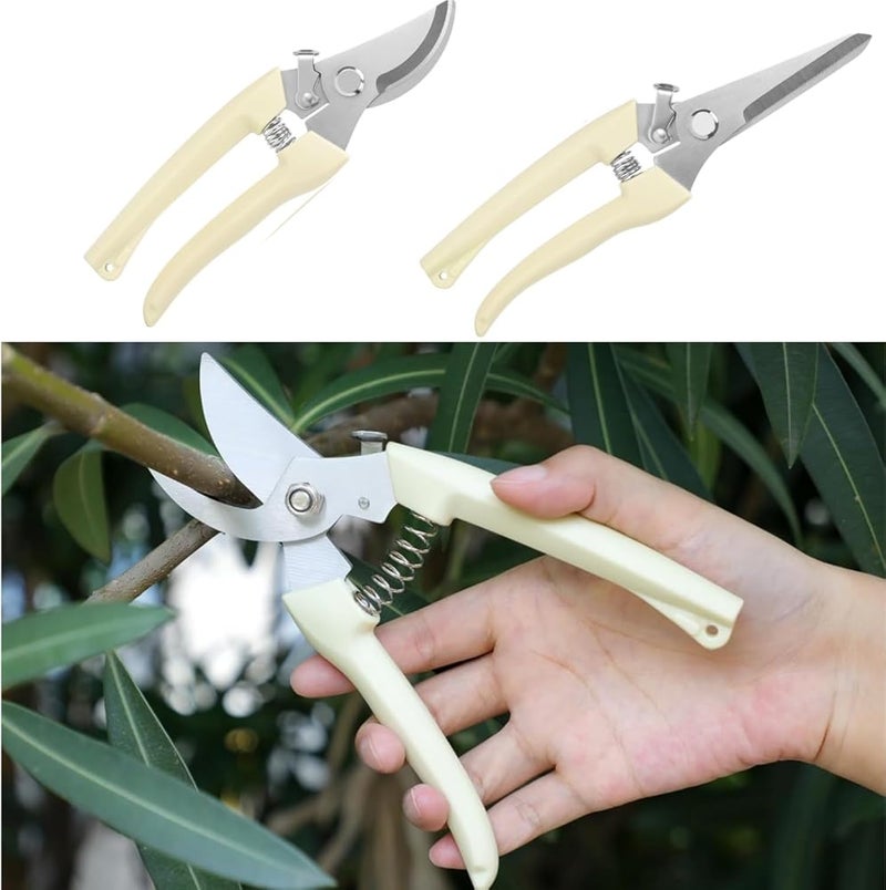 Lonimia 2PCS Gardening Scissor, Plant Home Scissors with Sharp Stainless Steel Blade, Branch Trimmer Flower Leaf Wood Garden Pruning Shears - Image 1