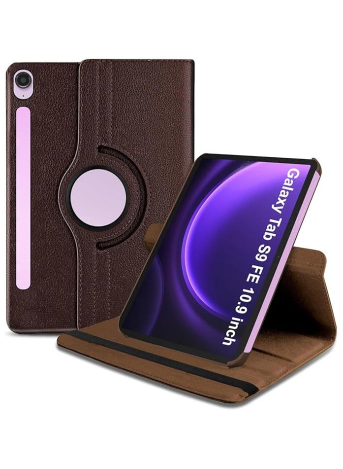 Rotating Case for Samsung Galaxy Tab S9 FE 5G 10.9 Inch/S9 11 Inch 2023 360 Degree Stand Cover Auto Sleep/Wake (Brown) - Image 1