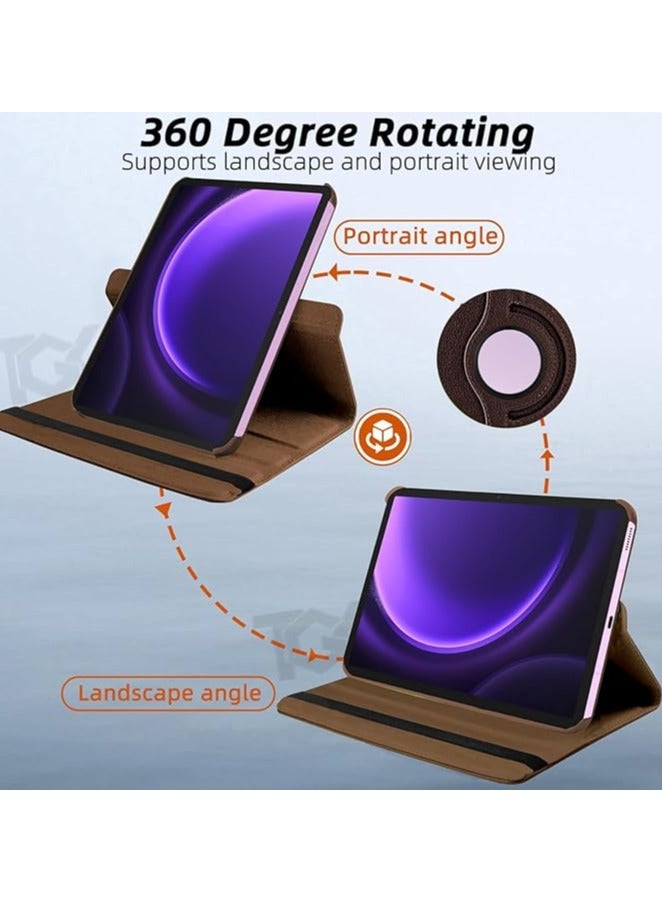 Rotating Case for Samsung Galaxy Tab S9 FE 5G 10.9 Inch/S9 11 Inch 2023 360 Degree Stand Cover Auto Sleep/Wake (Brown) - Image 3